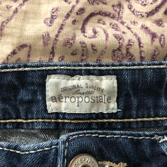 Blue dark wash jean shorts. - Picture 3 of 3